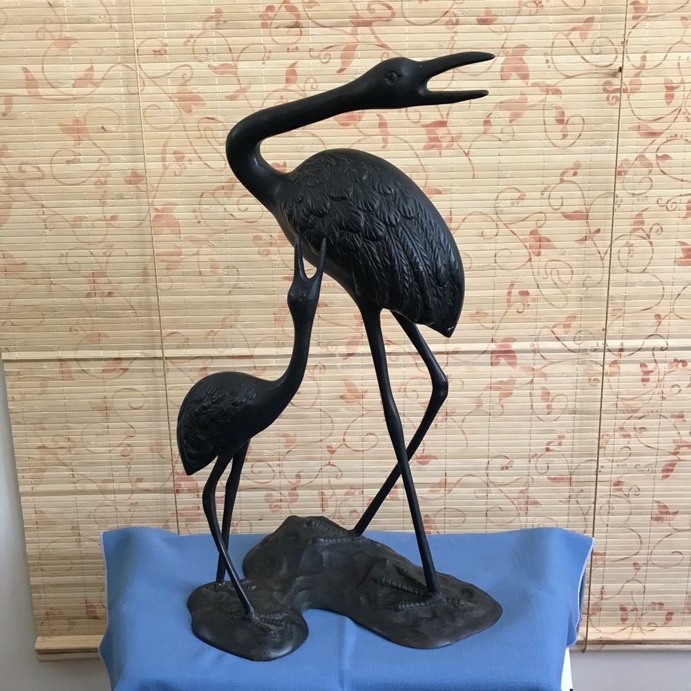 CRANES - Mother and Baby - Metal Figurine